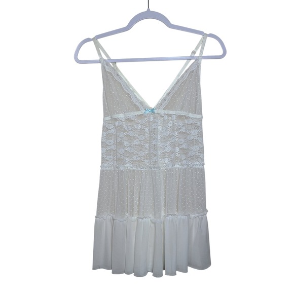 Gilligan & O'Malley Other - Gilligan & O'Malley‎ White Lace Babydoll Set L w/ Thong Lingerie Bridal Coquette